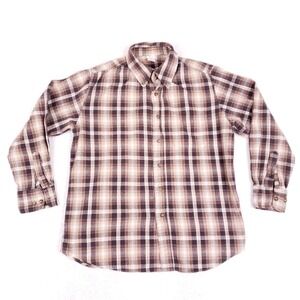 Open Trails Plaid Flannel Shirt Medium Brown Button Down Outdoor Gorpcore‎